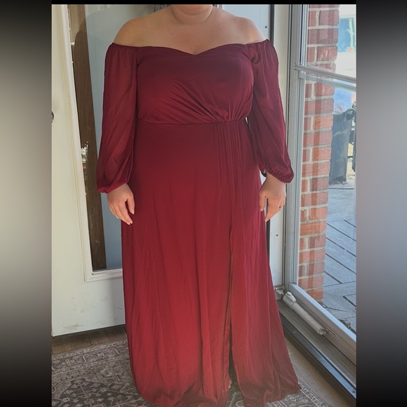 Ever Pretty Dresses & Skirts - Ever-Pretty Burgundy Maxi Dress Women’s US 26 / 5XL Thin Long Sleeve Formal NWT